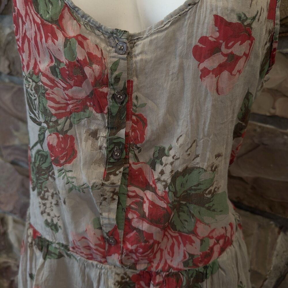 Floral Short Sleeve Viscose Above Knee Dress Made In Italy Pink Size XL’M”actual - Picture 7 of 12